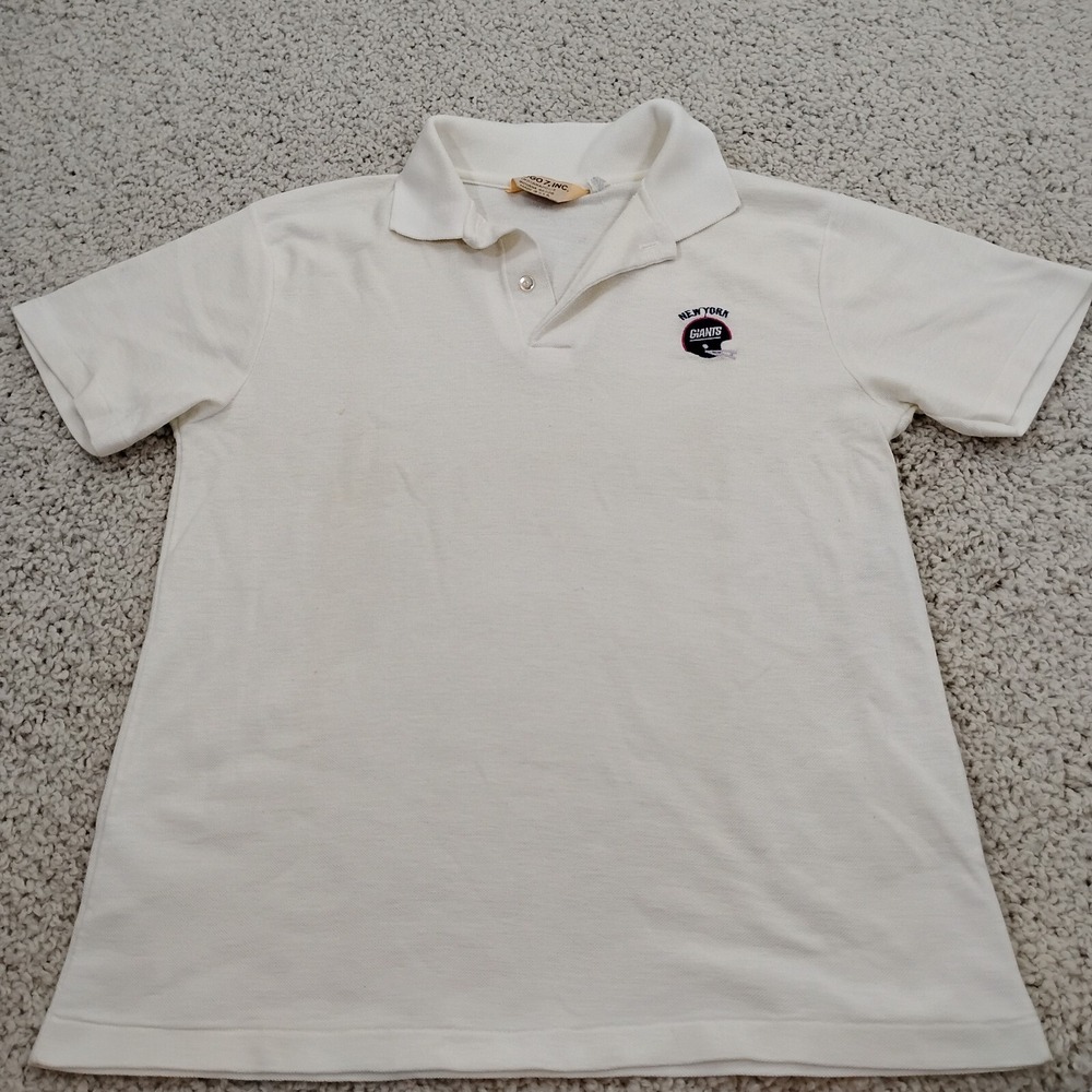VINTAGE New York Giants Shirt Mens Medium White Polo Logo 7 Made In USA 80s